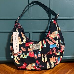 Falls Creek Women's Black Hobo Handbag with Colorful Print